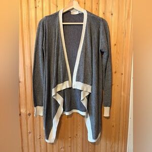 Women's Black and White Open Front Draped Cardigan